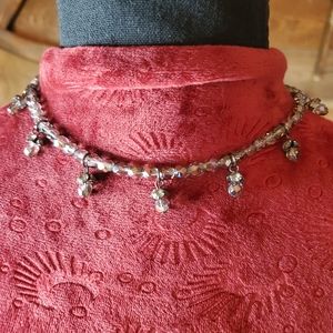 16" Grey Sparkle Crystal and Beaded Choker Necklace